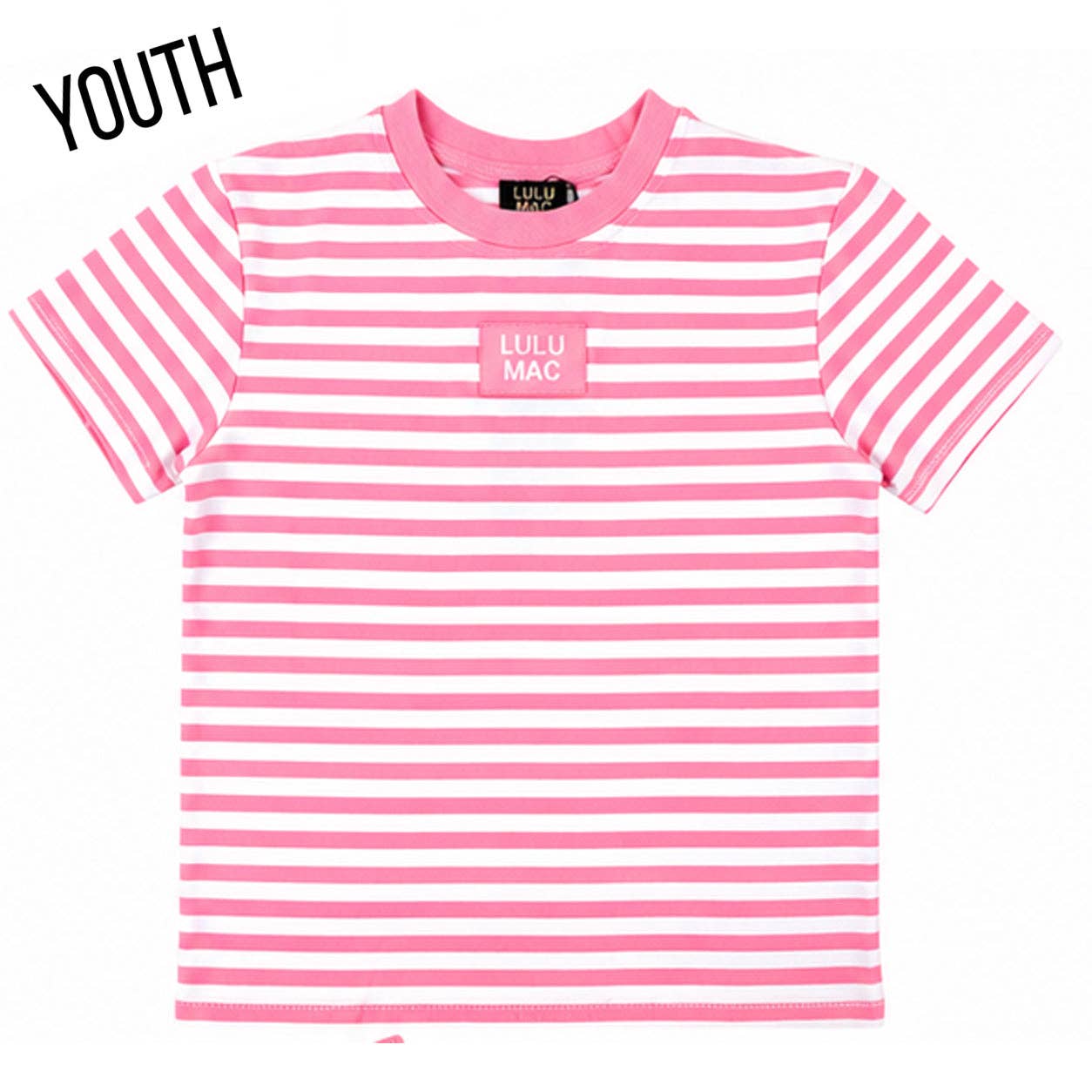KD-MC-STRIPE MONOCHROME PATCH YOUTH BABY DOLL TOP-NEON PINK