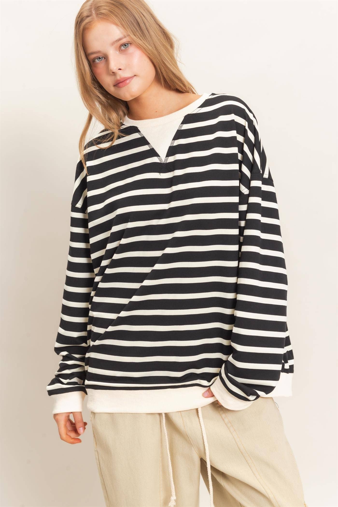 Striped Long Sleeve Pullover