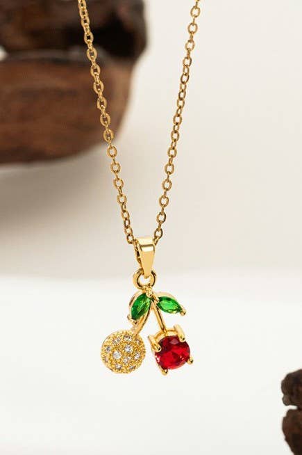 18K STAINLESS STEEL STRAWBERRY NECKLACE