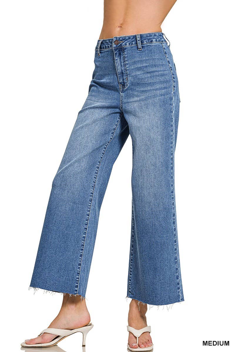 High Waist Wide Leg Straight Denim Pants