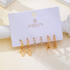Gold-Tone Cross Baguette Hoop Earring Trio Set | 80E62865