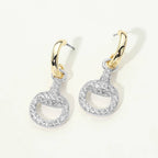 14K Gold Plated CZ Pave Snake Circle Dangle Hoop Earrings