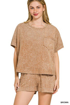 Halo Snow Washed Boxy Top N Shorts Set