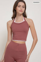 Double Layer Effect Crop Tank Top & Leggings Seamless Set