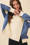 9106FK Colorblock Terry Pullover Sweatshirt
