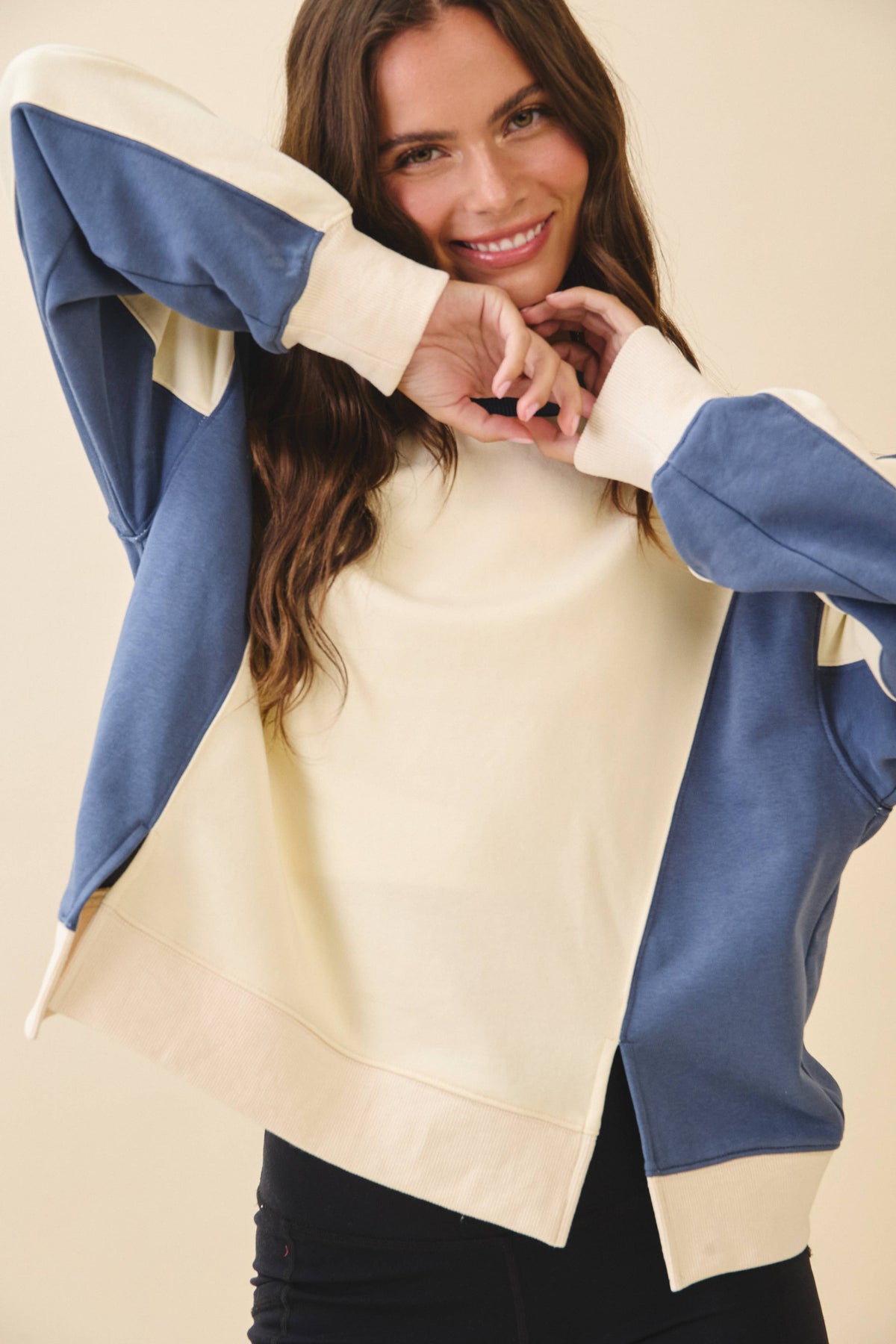 9106FK Colorblock Terry Pullover Sweatshirt