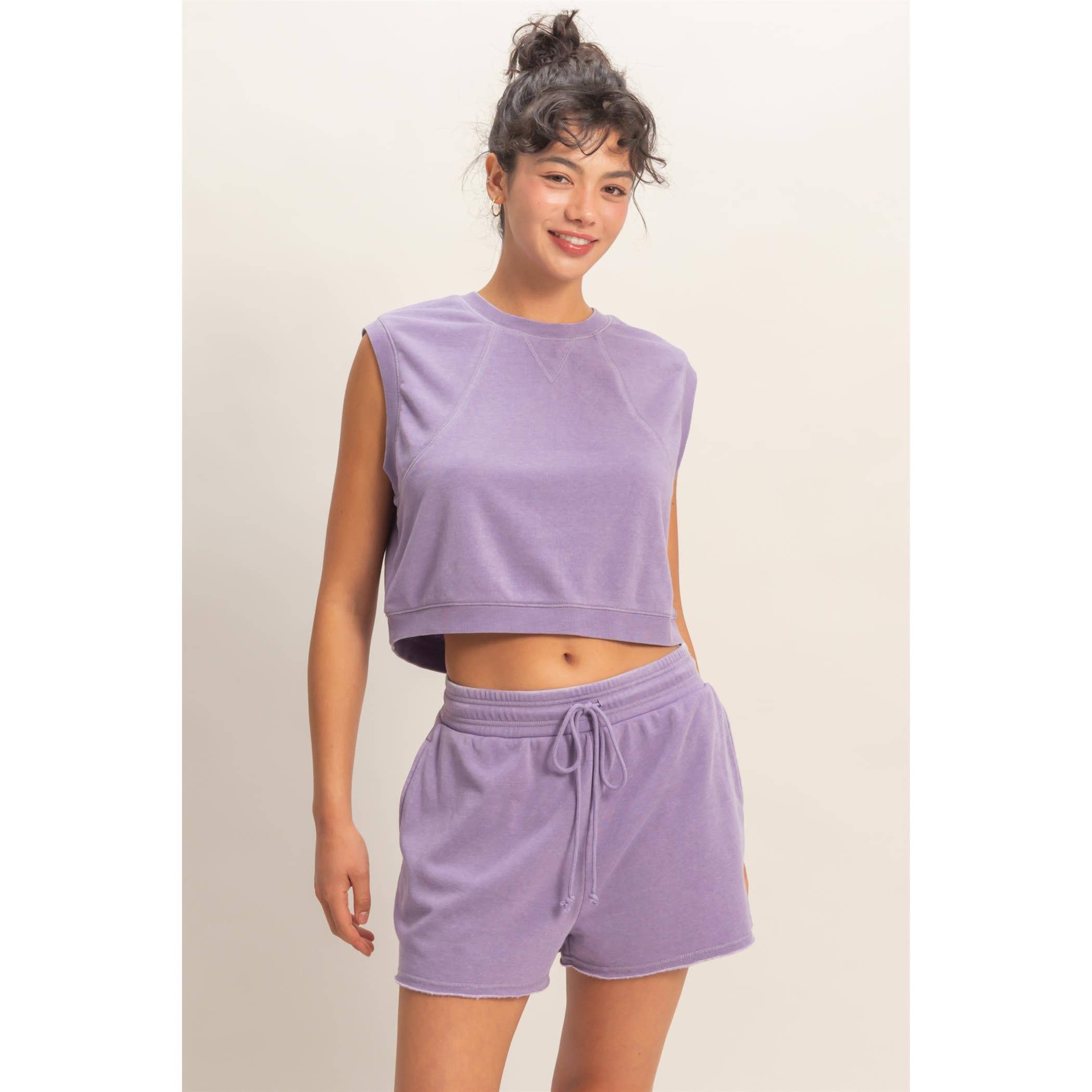 Burnout French Terry Sleeveless Top & Shorts Set