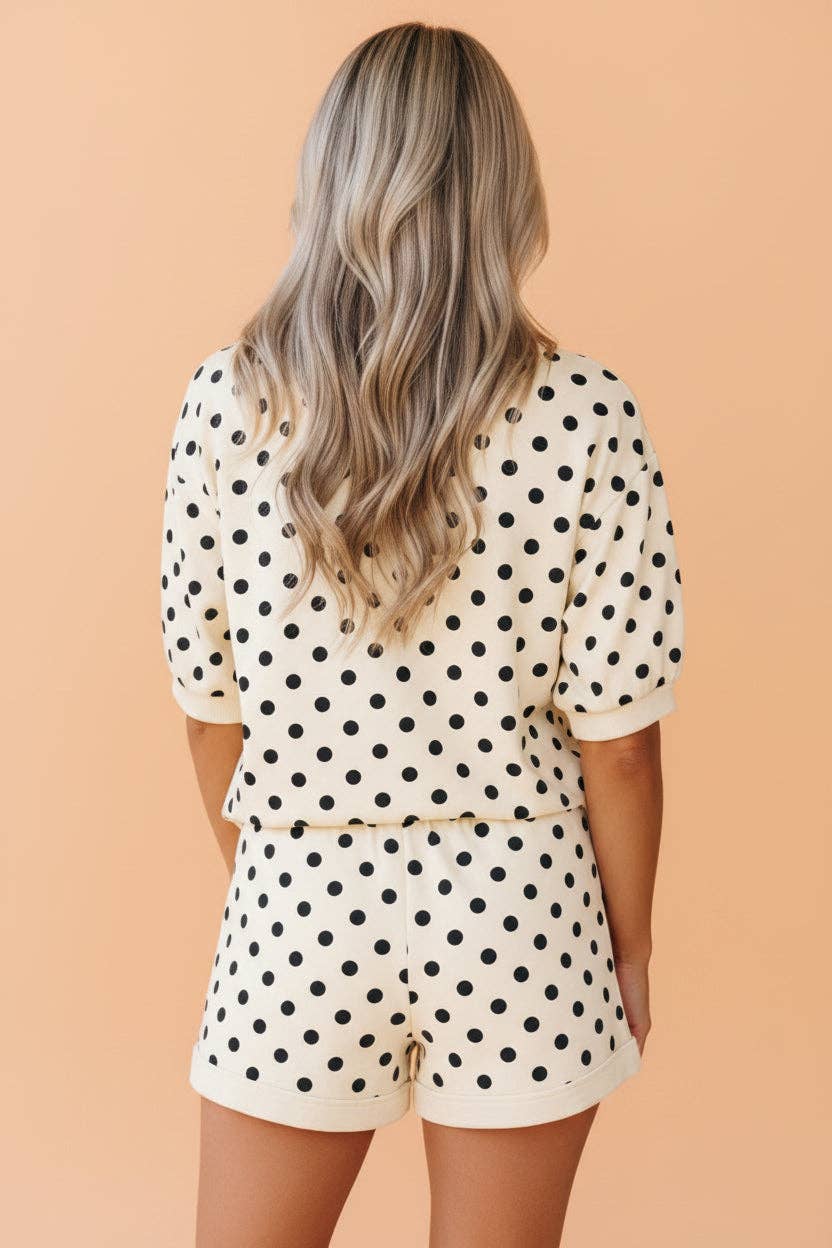 PRETTY BASH Polka Dot Oversized Top & Shorts Set
