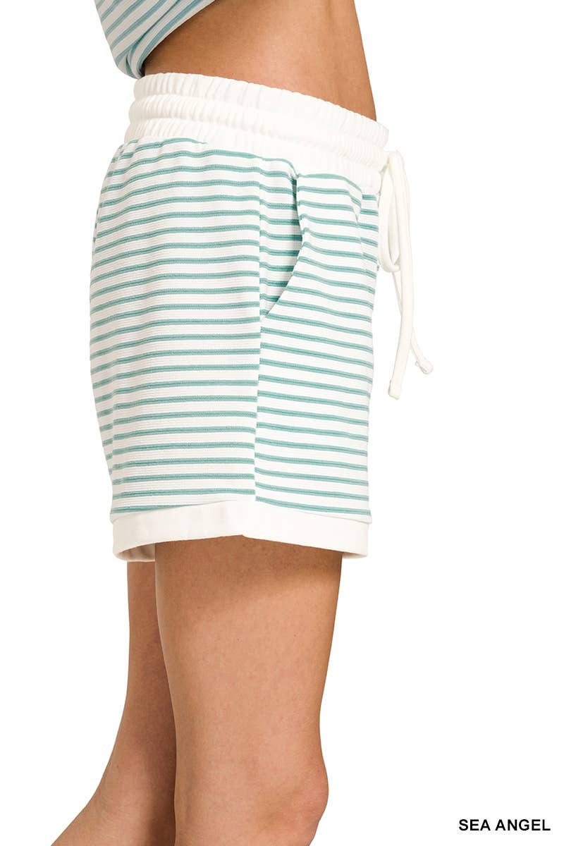 ...Stripe Contrast Trim Top & Shorts Set