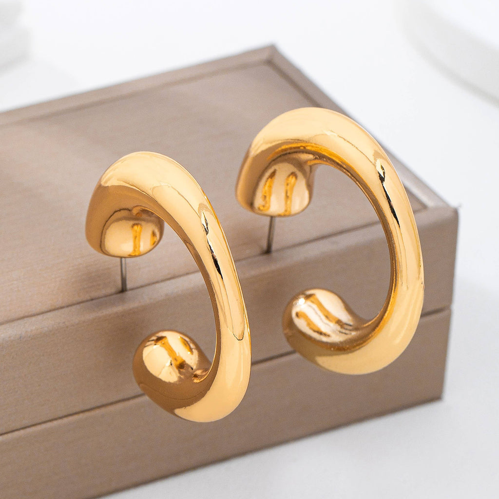 Bold Gold-Tone Chunky Tubular Open Hoop Earrings | 80E62231