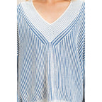 Striped V-Neck Ribbed Sweater