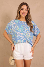 Coastal Bloom Printed Blouse