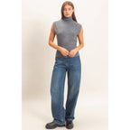 Sleeveless High Neck Knit Top