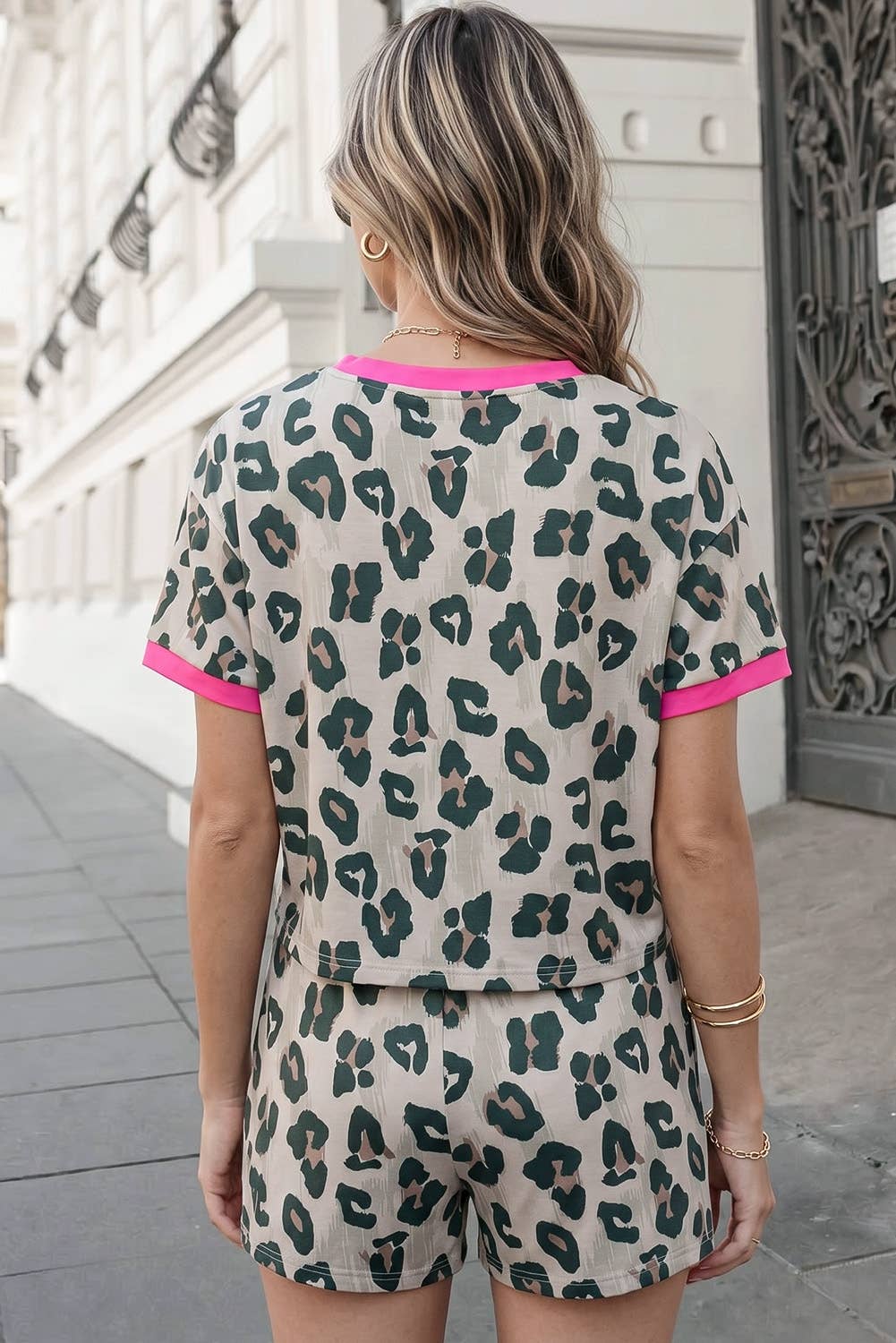 Leopard Contrast 2pcs Short Set | S-XL