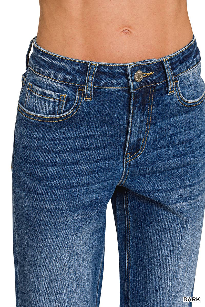 0827 High Waist Straight Leg Dark Wash Denim Pants SI-28061 Zenana