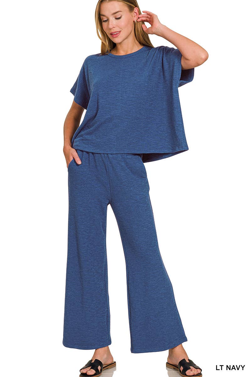 Cotton Slub Top And Pants Set