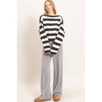 Striped Boat Neck Knit Sweater