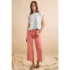 FLORAL PRINTED TERRY OPEN BACK SLEEVELESS TOP