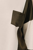 Colorblock Raw Edge Long Sleeve Pocket Sweatshirt Top