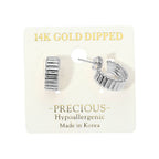 14K Gold Dipped Hypoallergenic Ribbed Mini Hoop Earrings