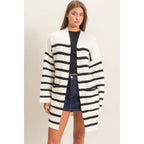 Open Front Stripe Cardigan