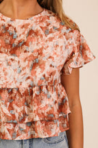 Floral Tiered Ruffle Blouse