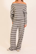 Striped One-Shoulder Lounge Set