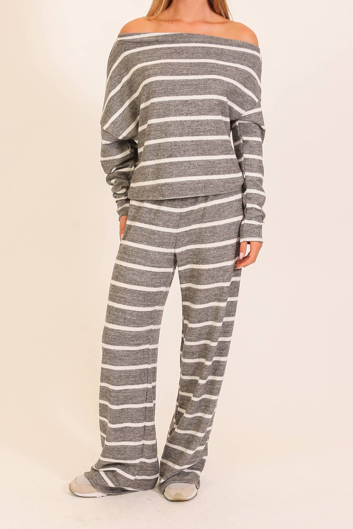 Striped One-Shoulder Lounge Set