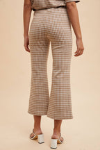 Gingham Jacquard Knit Top And Pants Set
