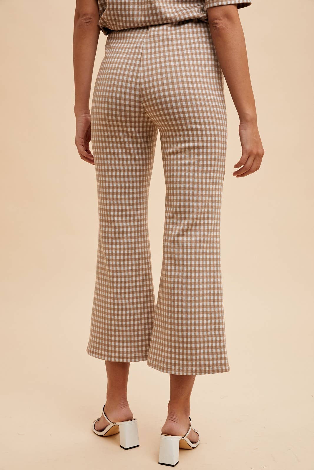 Gingham Jacquard Knit Top And Pants Set