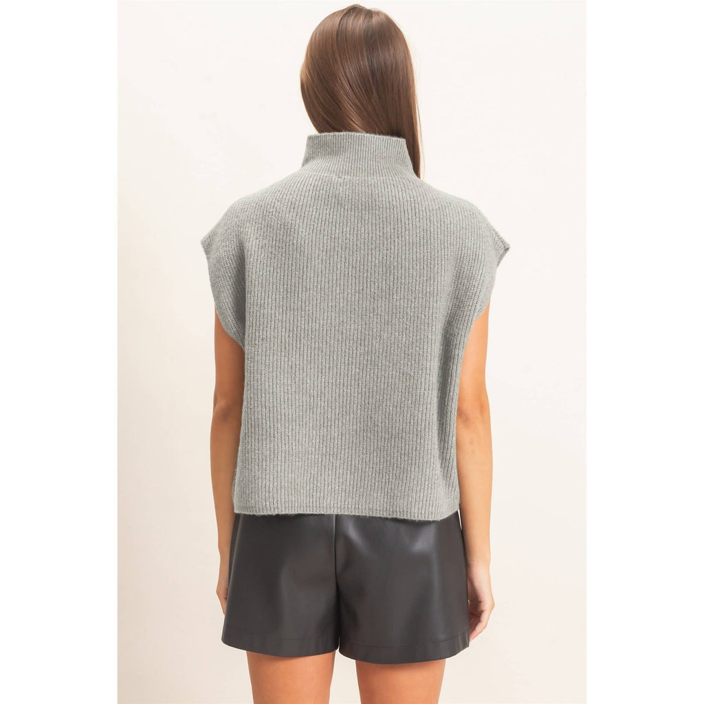 Sleeveless High Neck Sweater