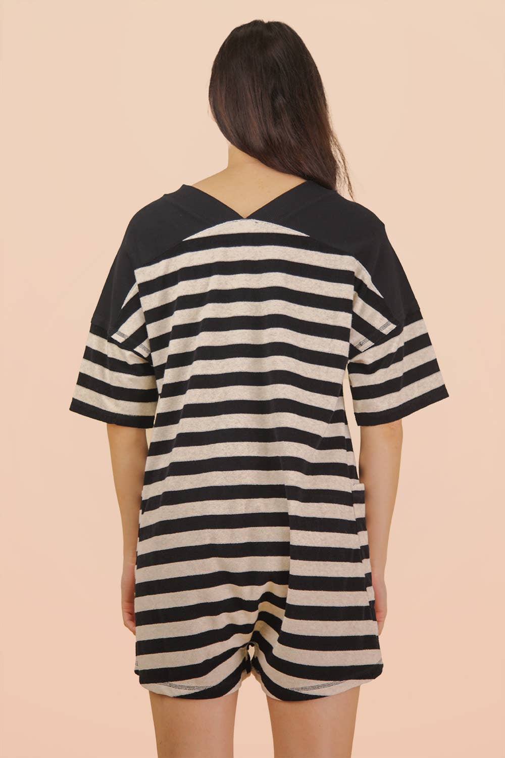 NP70994-Stripe Casual Knit Romper