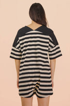 NP70994-Stripe Casual Knit Romper