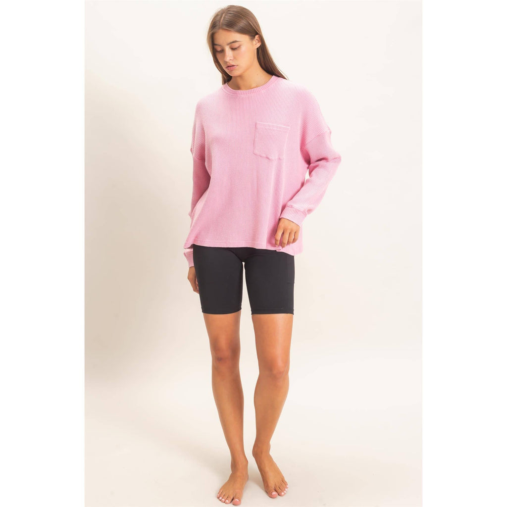 Mineral Wash Waffle Long Sleeve Top
