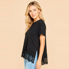 Asymmetrical Lace Trim Top B