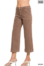 Plus Cropped Wide Leg Color Denim Pants