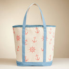 Large Nautical Print Canvas Tote | Beach Carry Bag