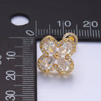 Dainty Gold Cubic Zirconia Clover Stud Earring