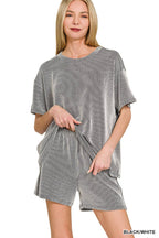 `.SI-26647 Corded Rib Short Sleeve Tee & Short Pants 2PC Set