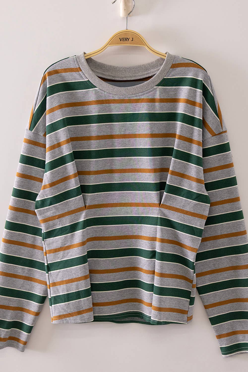 NT12979-Stripe Waist Pleated Top