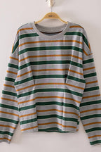 NT12979-Stripe Waist Pleated Top