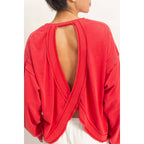Oversized Cross Detail Open Back Sweatshirt