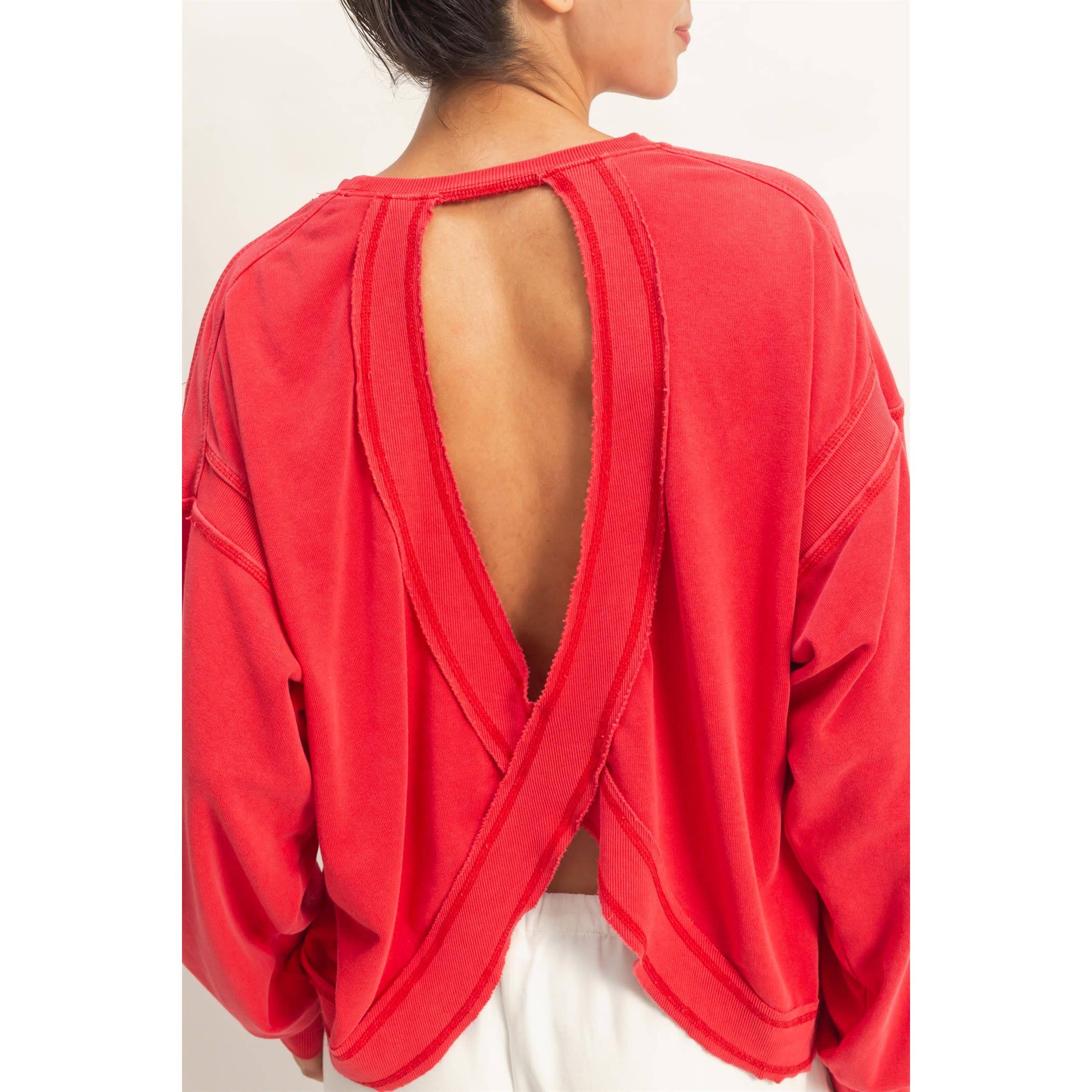 Oversized Cross Detail Open Back Sweatshirt