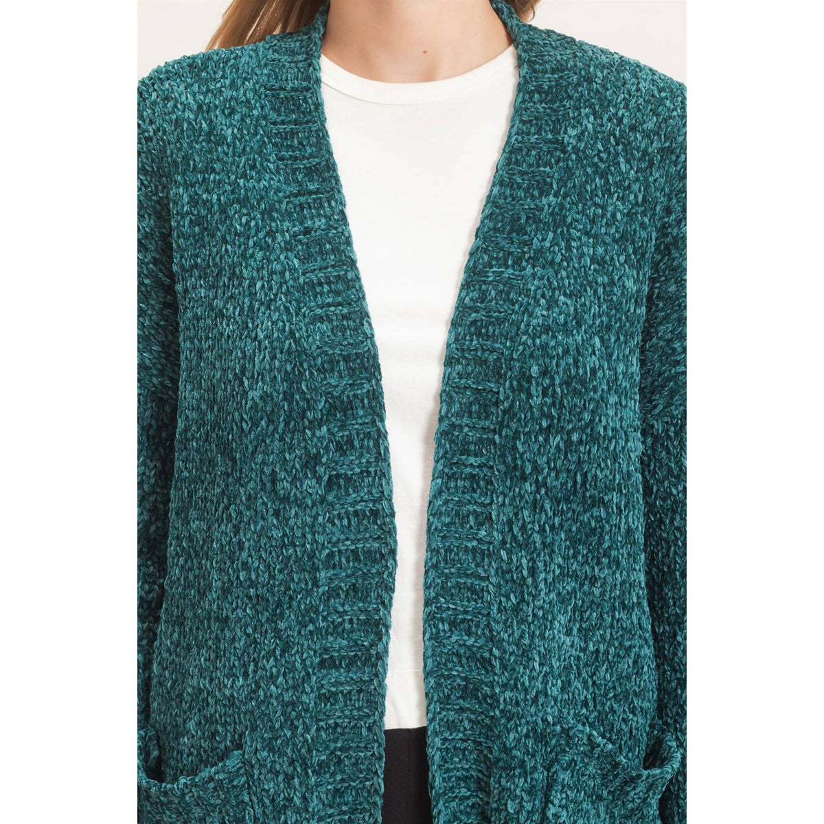 Patch Pocket Chenille Cardigan