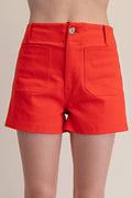 Stretch Shorts High Waist Front Pocket