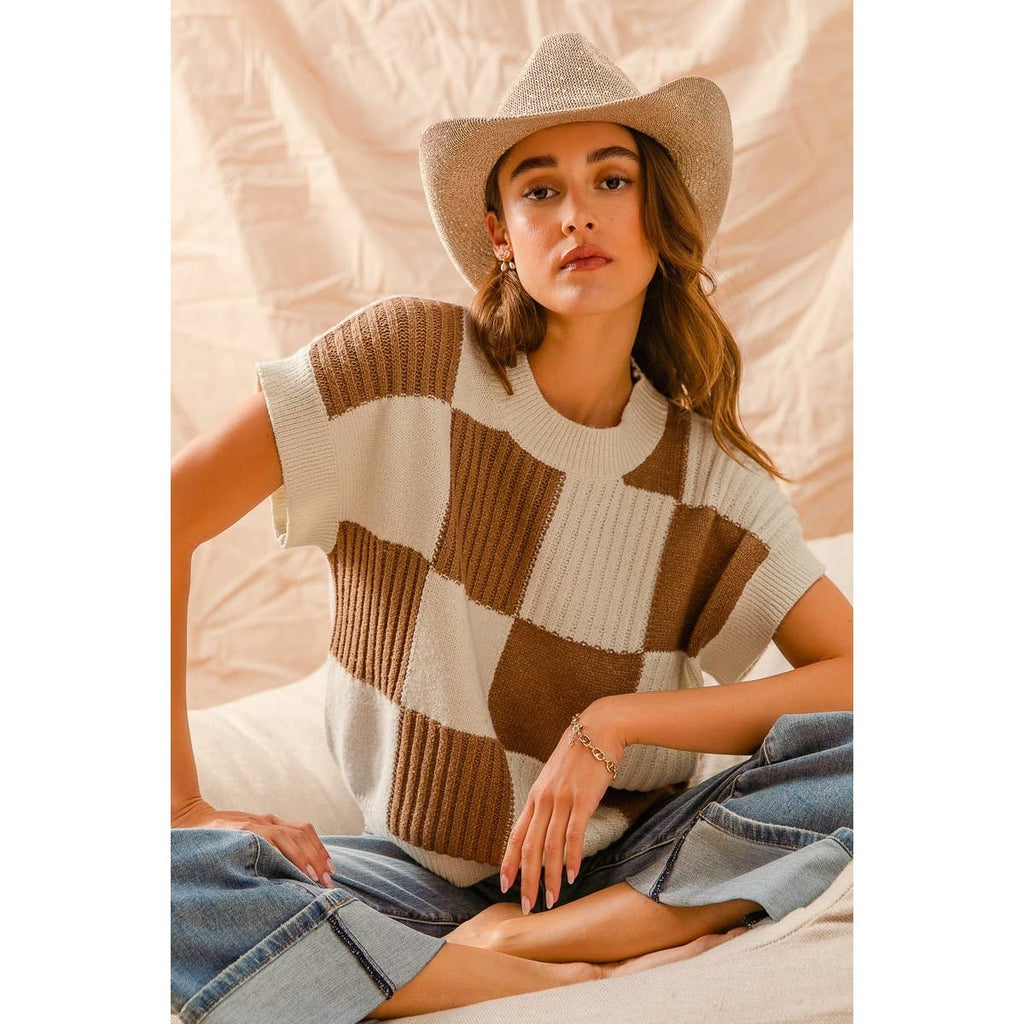 CHECK PLAID CASUAL SWEATER TOP