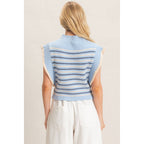 Ribbed Ruffle Sleeve Sweater