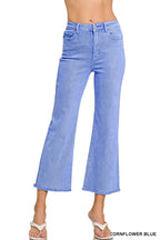 Acid Washed High Waist Frayed Hem Bootcut Pants