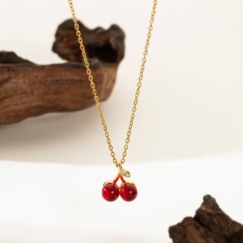 18K STAINLESS STEEL STRAWBERRY NECKLACE