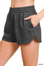 Elastic Waistband Dolphin Shorts